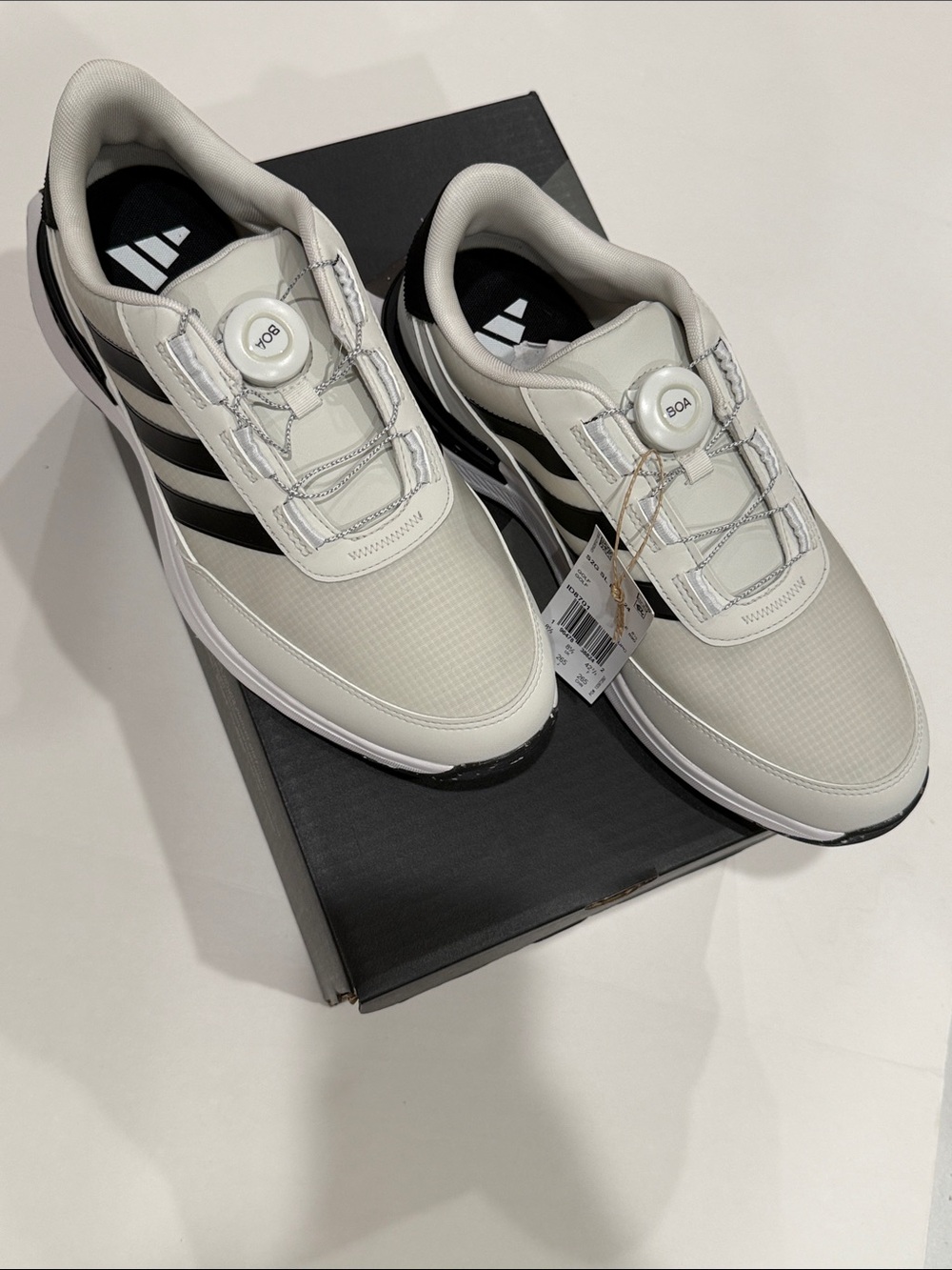 adidas White and Black BOA Lace-Up Sneakers